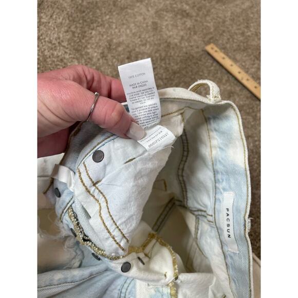 PacSun High Rise straight jeans 5 button up SZ 24" DIY bleached distressed holey - Picture 10 of 11